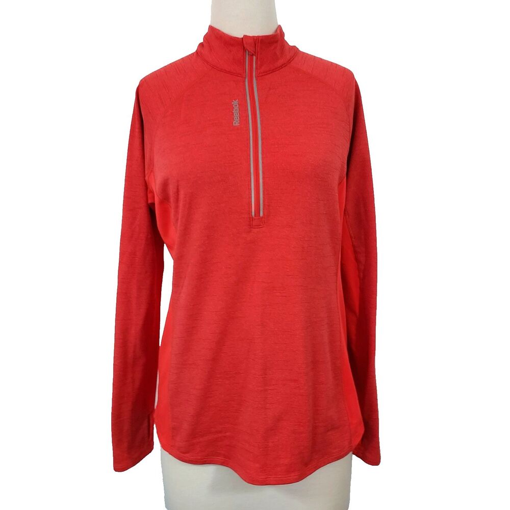 Reebok Womens XL Performance Running Shirt Athleisure Speedwick Thumb Holes Red
